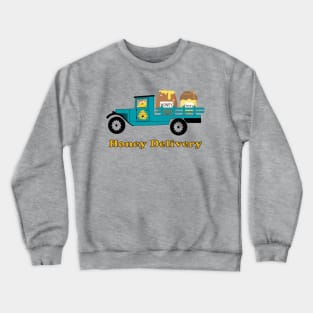 Cute, Funny, Honey Bee Driving Truck, Bee Delivering Honey Crewneck Sweatshirt